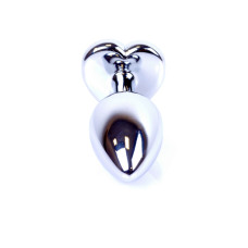 Анальная пробка B - Series HeavyFun Heart Jewellery Silver Plug, диаметр 2,7 см, длина 7 см, Clear