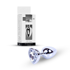 Анальная пробка B - Series HeavyFun Heart Jewellery Silver Plug, диаметр 2,7 см, длина 7 см, Clear