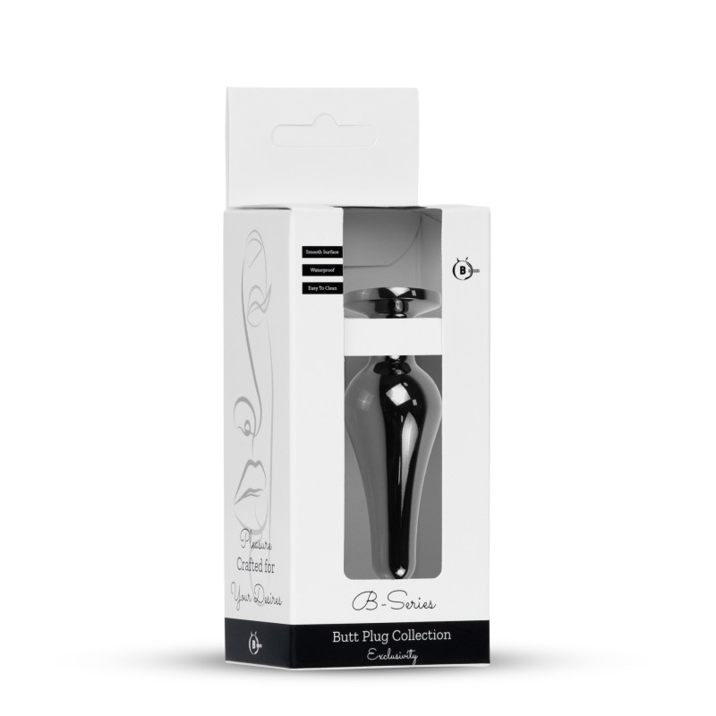 Анальная пробка B - Series HeavyFun Long Jewellery Dark Silver Plug, диаметр 3 см, длина 9,5 см, Pink