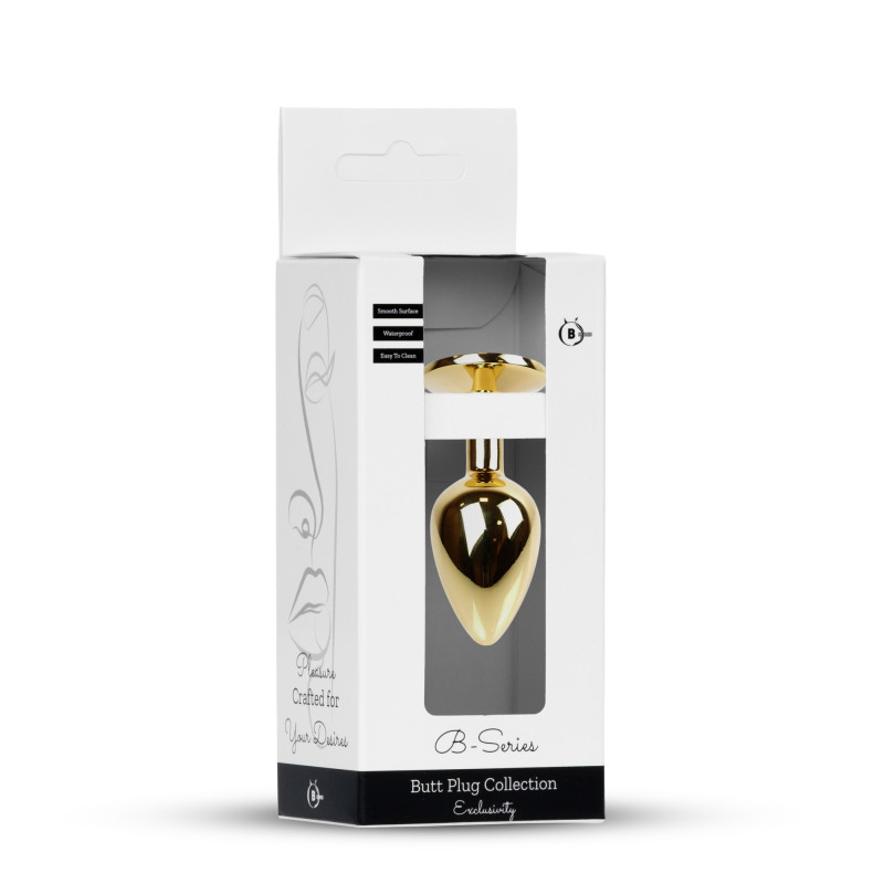 Анальна пробка B - Series HeavyFun Classic Jewellery Gold Plug, діаметр 2,7 см, довжина 7 см, Black