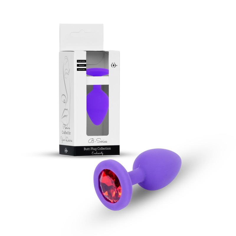 Анальная пробка B-Series HeavyFun Classic Jewellery Silicone Purple Plug, диаметр 3,5 см, длина 8 см, Red