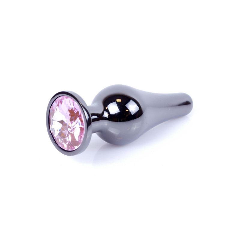 Анальная пробка B - Series HeavyFun Long Jewellery Dark Silver Plug, диаметр 3 см, длина 9,5 см, Pink