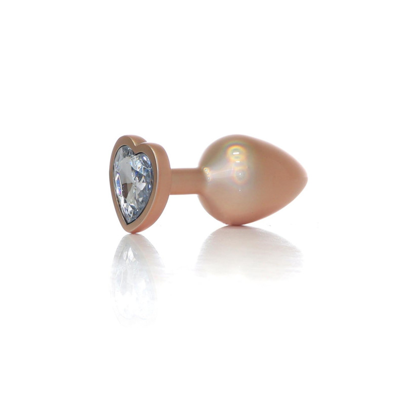 Анальная пробка B - Series HeavyFun Pearl Heart Jewellery Gold Plug Clear L
