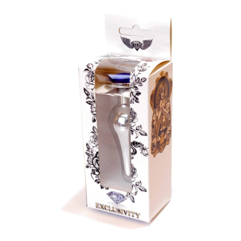 Анальная пробка B - Series HeavyFun Long Jewellery Silver Plug, диаметр 3 см, длина 9,5 см, Dark Blue
