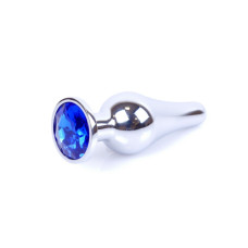 Анальная пробка B - Series HeavyFun Long Jewellery Silver Plug, диаметр 3 см, длина 9,5 см, Dark Blue