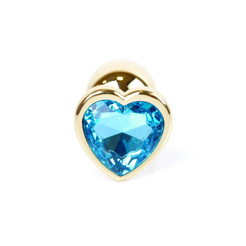 Анальная пробка B - Series HeavyFun Heart Jewellery Gold Plug, диаметр 2,7 см, длина 7 см, Blue