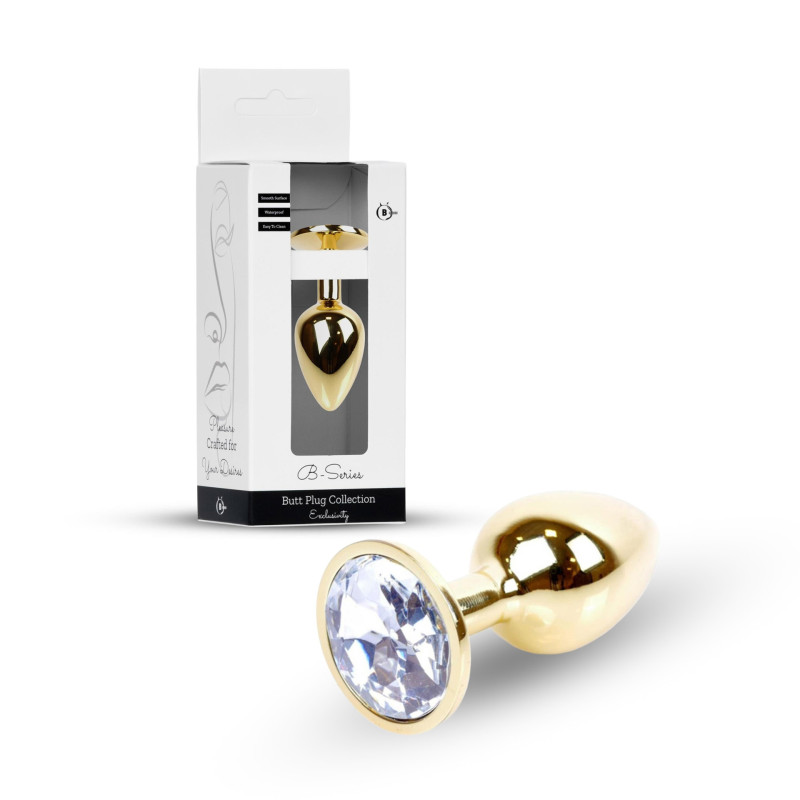 Анальная пробка B – Series HeavyFun Classic Jewellery Gold Plug, диаметр 2,7 см, длина 7 см, Clear