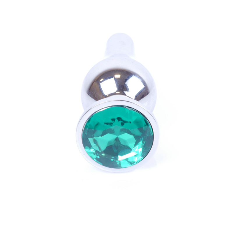 Анальная пробка B - Series HeavyFun Long Jewellery Silver Plug, диаметр 3 см, длина 9,5 см, Green