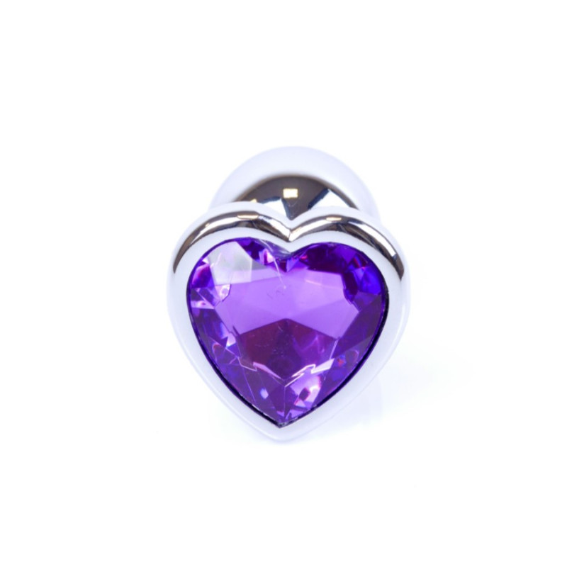 Анальная пробка B - Series HeavyFun Heart Jewellery Silver Plug, диаметр 2,7 см, длина 7 см, Purple