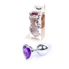 Анальная пробка B - Series HeavyFun Heart Jewellery Silver Plug, диаметр 2,7 см, длина 7 см, Purple