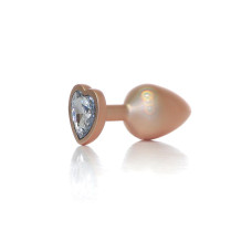 Анальная пробка B - Series HeavyFun Pearl Heart Jewellery Gold Plug Clear M