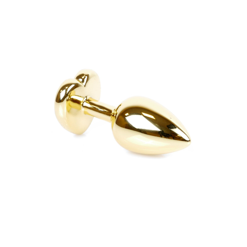 Анальная пробка B - Series HeavyFun Heart Jewellery Gold Plug, диаметр 2,7 см, длина 7 см, Clear