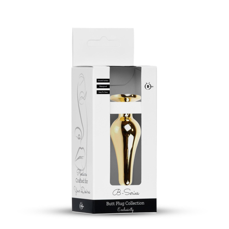 Анальна пробка B - Series HeavyFun Long Jewellery Gold Plug, діаметр 3 см, довжина 9,5 см, Blue