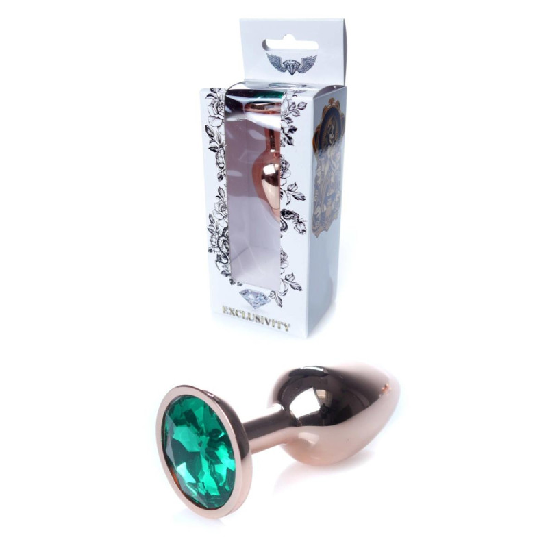 Анальная пробка B – Series HeavyFun Classic Jewellery Red Gold Plug, диаметр 2,7 см, длина 7 см, Green