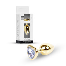 Анальная пробка B - Series HeavyFun Heart Jewellery Gold Plug, диаметр 2,7 см, длина 7 см, Clear
