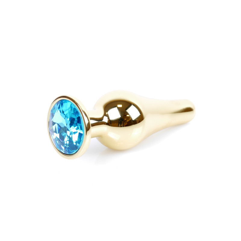 Анальна пробка B - Series HeavyFun Long Jewellery Gold Plug, діаметр 3 см, довжина 9,5 см, Blue