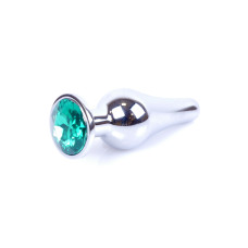 Анальная пробка B - Series HeavyFun Long Jewellery Silver Plug, диаметр 3 см, длина 9,5 см, Green