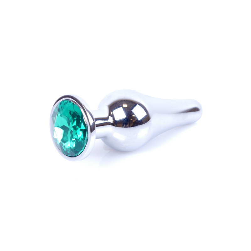 Анальная пробка B - Series HeavyFun Long Jewellery Silver Plug, диаметр 3 см, длина 9,5 см, Green
