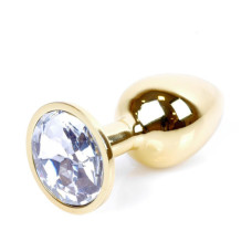 Анальная пробка B – Series HeavyFun Classic Jewellery Gold Plug, диаметр 2,7 см, длина 7 см, Clear