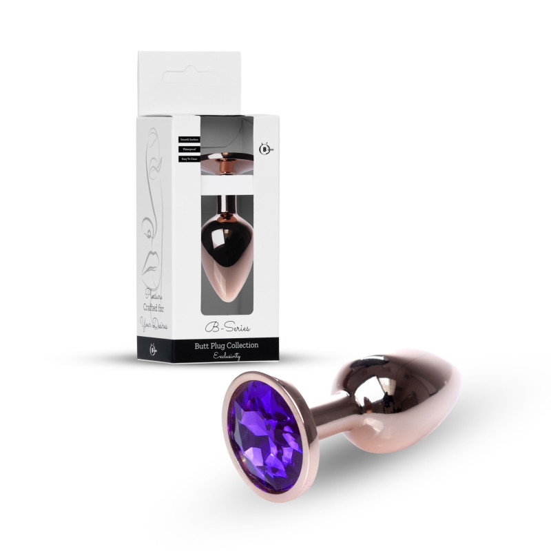Анальная пробка B – Series HeavyFun Classic Jewellery Red Gold Plug, диаметр 2,7 см, длина 7 см, Purple