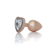 Анальная пробка B - Series HeavyFun Pearl Heart Jewellery Gold Plug Clear S