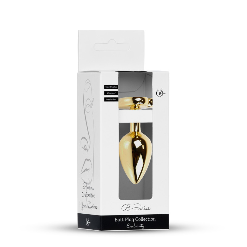 Анальна пробка B - Series HeavyFun Heart Jewellery Gold Plug, діаметр 2,7 см, довжина 7 см, Fuchsia