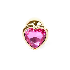 Анальна пробка B - Series HeavyFun Heart Jewellery Gold Plug, діаметр 2,7 см, довжина 7 см, Fuchsia