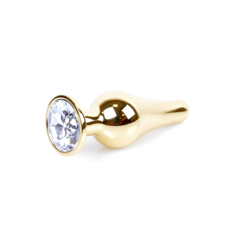 Анальна пробка B - Series HeavyFun Long Jewellery Gold Plug, діаметр 3 см, довжина 9,5 см, Clear