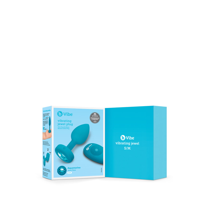 Анальная пробка с вибрацией и камнем B-Vibe Vibrating Jewel Plug, голубая, S/M Анальная пробка с вибрацией и камнем B-Vibe Vibrating Jewel Plug, голубая, S/M