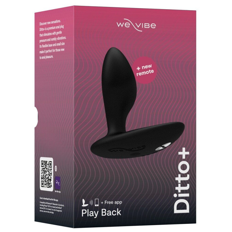 Анальная смарт-вибропробка We-Vibe Ditto+ Satin Black с пультом ДУ Анальная смарт-вибропробка We-Vibe Ditto+ Satin Black с пультом ДУ