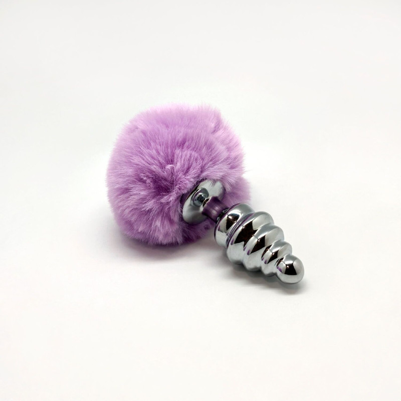 Металева анальна пробка Кролячий хвостик Alive Fluffy Twist Plug M Purple, діаметр 3,4 см Металева анальна пробка Кролячий хвостик Alive Fluffy Twist Plug M Purple, діаметр 3,4 см