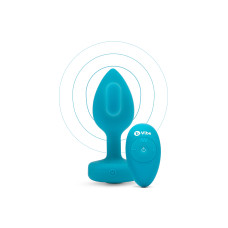 Анальная пробка с вибрацией и камнем B-Vibe Vibrating Jewel Plug, голубая, S/M