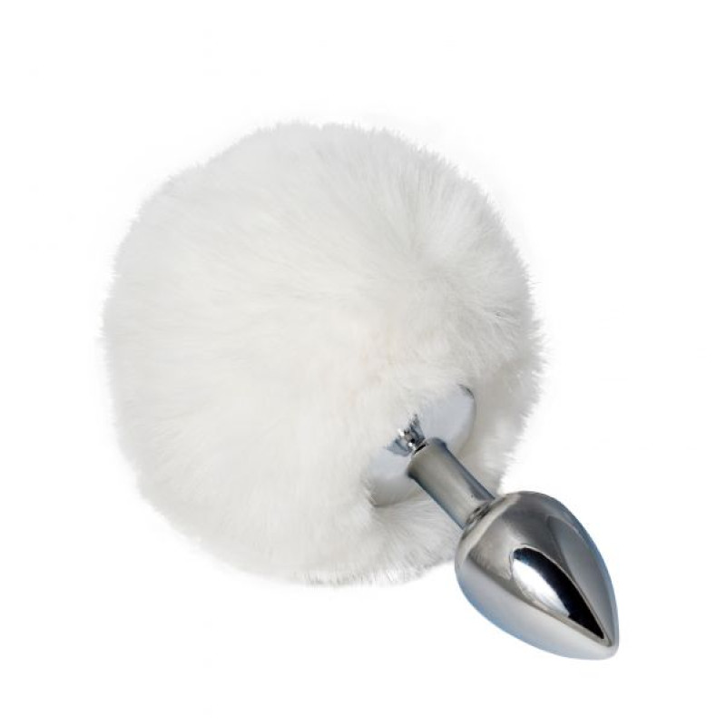 Металлическая анальная пробка с помпоном sLash S Белая Металлическая анальная пробка с помпоном sLash S Белая