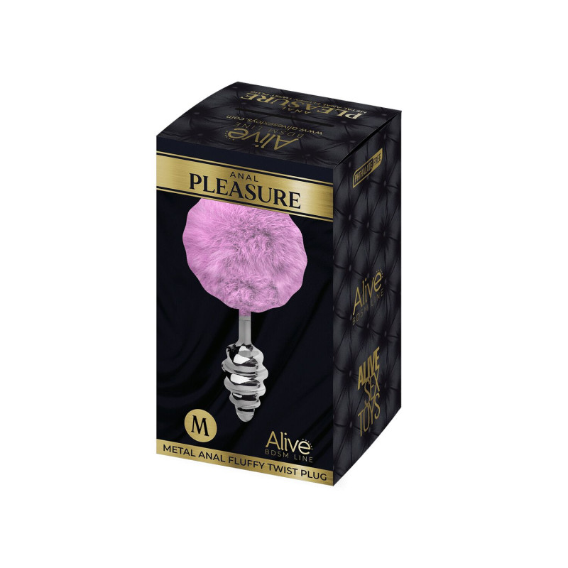 Металева анальна пробка Кролячий хвостик Alive Fluffy Twist Plug M Purple, діаметр 3,4 см Металева анальна пробка Кролячий хвостик Alive Fluffy Twist Plug M Purple, діаметр 3,4 см