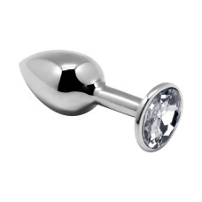 Анальная металлическая пробка с кристаллом Alive Mini Metal Butt Plug White L