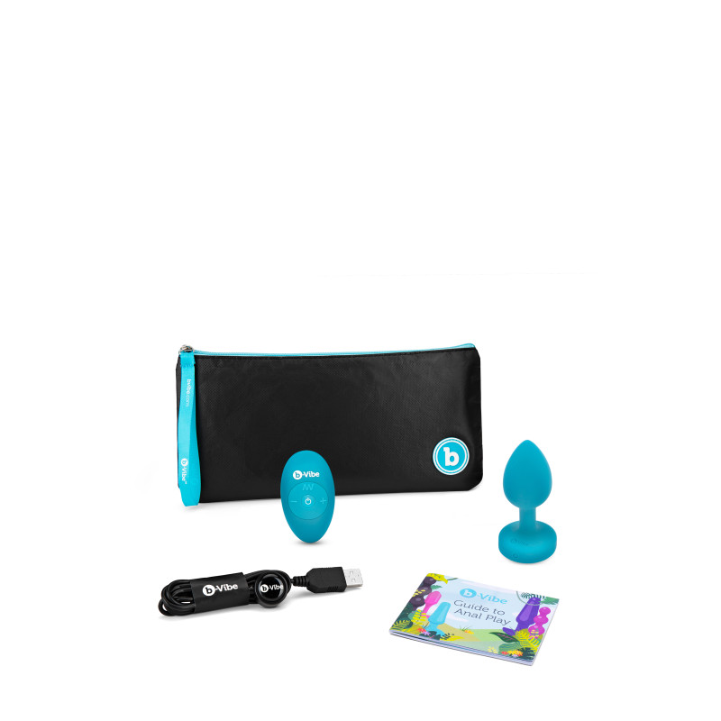 Анальная пробка с вибрацией и камнем B-Vibe Vibrating Jewel Plug, голубая, S/M Анальная пробка с вибрацией и камнем B-Vibe Vibrating Jewel Plug, голубая, S/M