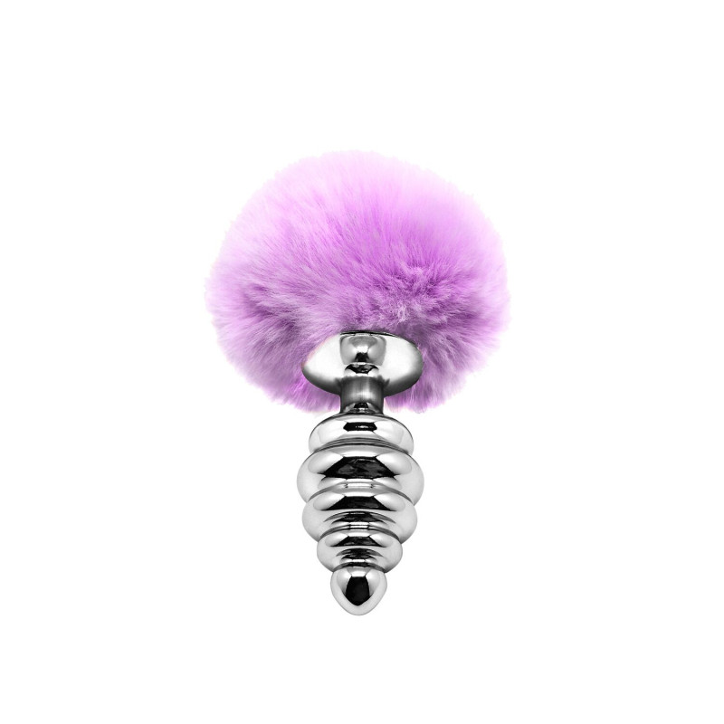 Металева анальна пробка Кролячий хвостик Alive Fluffy Twist Plug M Purple, діаметр 3,4 см Металева анальна пробка Кролячий хвостик Alive Fluffy Twist Plug M Purple, діаметр 3,4 см