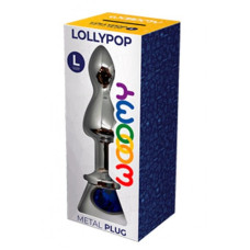 Металева анальна пробка Wooomy Lollypop Double Ball Metal Plug Blue L діаметр 3,5 см, довжина 10,5см