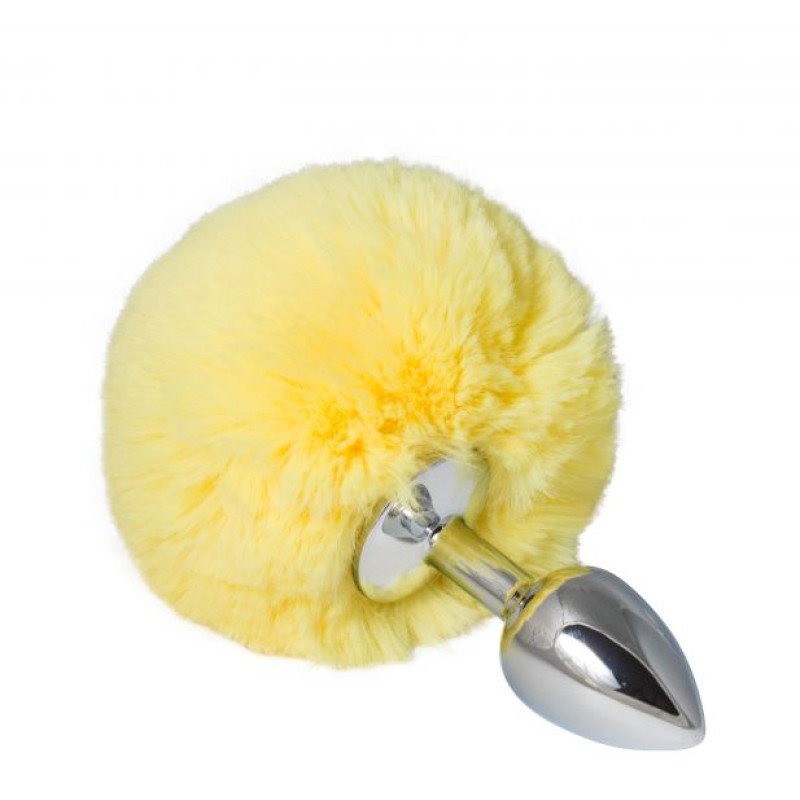 Металлическая анальная пробка с помпоном sLash S Желтая Металлическая анальная пробка с помпоном sLash S Желтая
