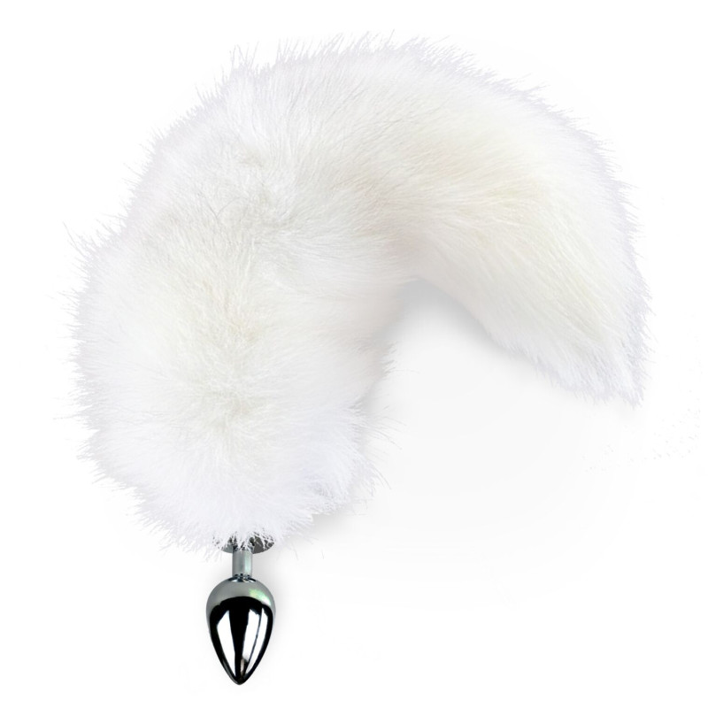Металева анальна пробка з хвостом із натурального хутра Art of Sex size M White fox Металева анальна пробка з хвостом із натурального хутра Art of Sex size M White fox