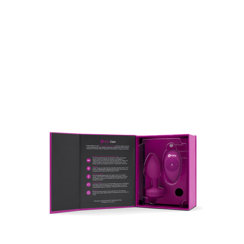 Анальная пробка с вибрацией и камнем B-Vibe Vibrating Jewel Plug, розовая, S/M Анальная пробка с вибрацией и камнем B-Vibe Vibrating Jewel Plug, розовая, S/M