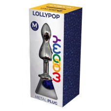 Металева анальна пробка Wooomy Lollypop Double Ball Metal Plug Blue M діаметр 3,1 см, довжина 9,4 см