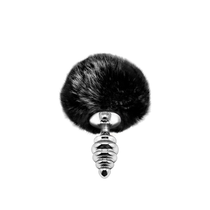 Металева анальна пробка Кролячий хвостик Alive Fluffy Twist Plug S Black, діаметр 2,9 см Металева анальна пробка Кролячий хвостик Alive Fluffy Twist Plug S Black, діаметр 2,9 см
