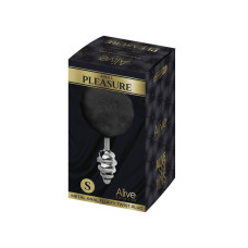 Металлическая анальная пробка Кроличий хвостик Alive Fluffy Twist Plug S Black, диаметр 2,9 см