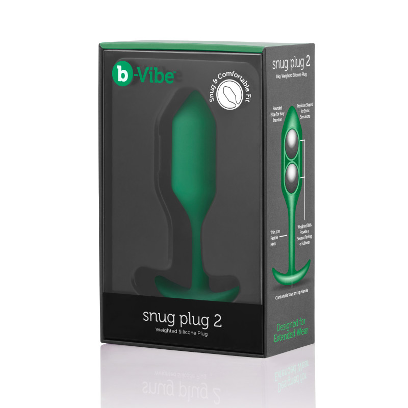 Анальна пробка із зміщеним центром ваги B-Vibe Snug Plug 2 зелена Анальна пробка із зміщеним центром ваги B-Vibe Snug Plug 2 зелена