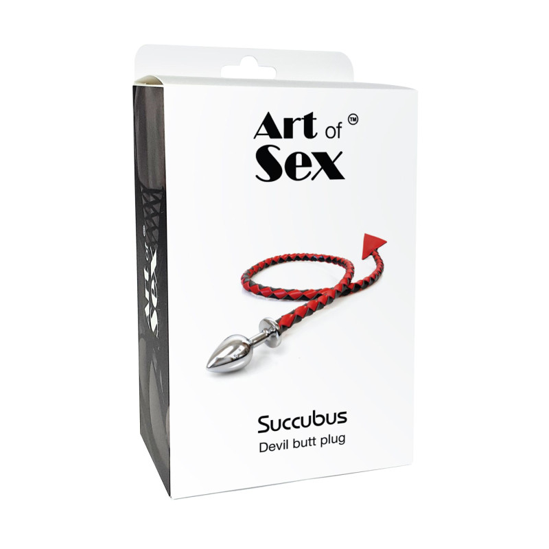 Металлическая анальная пробка M с дьявольским хвостом Art of Sex - Succubus, экокожа, красный Металлическая анальная пробка M с дьявольским хвостом Art of Sex - Succubus, экокожа, красный
