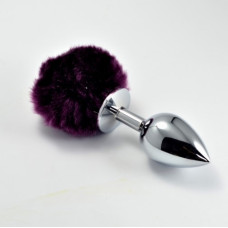 Анальная пробка LoveToy Heavy Metal Anal Plug Pompon L Purple