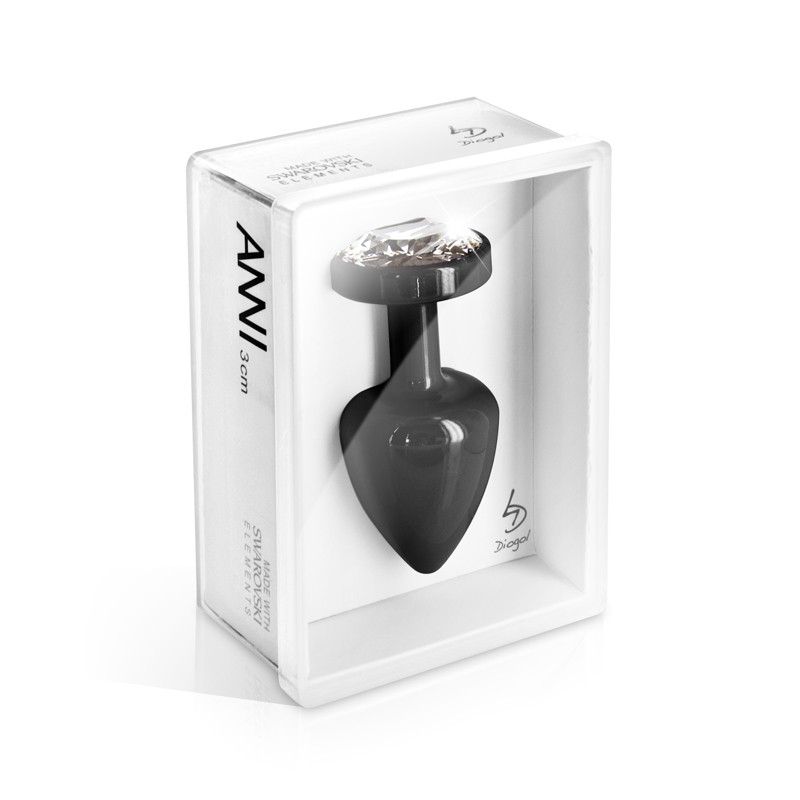 Анальна пробка зі стразою Diogol Anni round 2,5 см Чорна Анальна пробка зі стразою Diogol Anni round 2,5 см Чорна