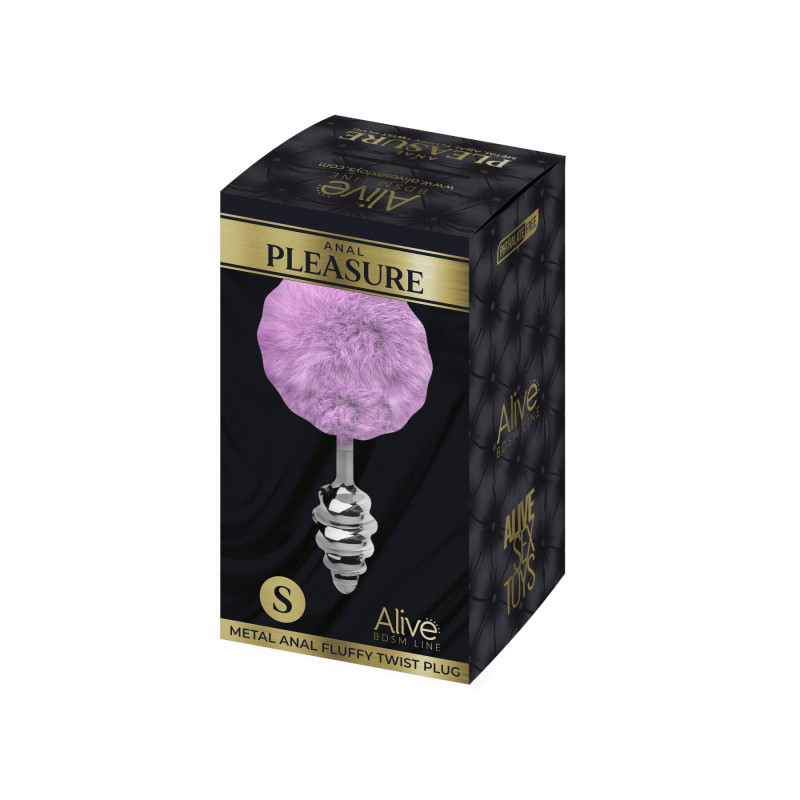 Металева анальна пробка Кролячий хвостик Alive Fluffy Twist Plug S Purple, діаметр 2,9 см Металева анальна пробка Кролячий хвостик Alive Fluffy Twist Plug S Purple, діаметр 2,9 см