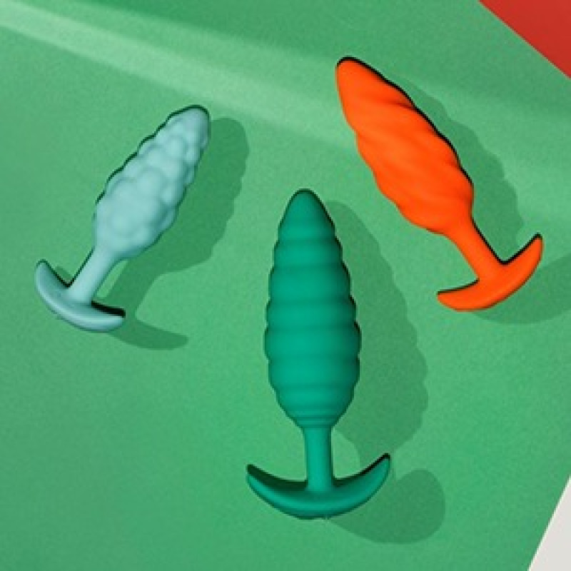 Анальная пробка с вибрацией B-Vibe Texture Twist зеленая Анальная пробка с вибрацией B-Vibe Texture Twist зеленая